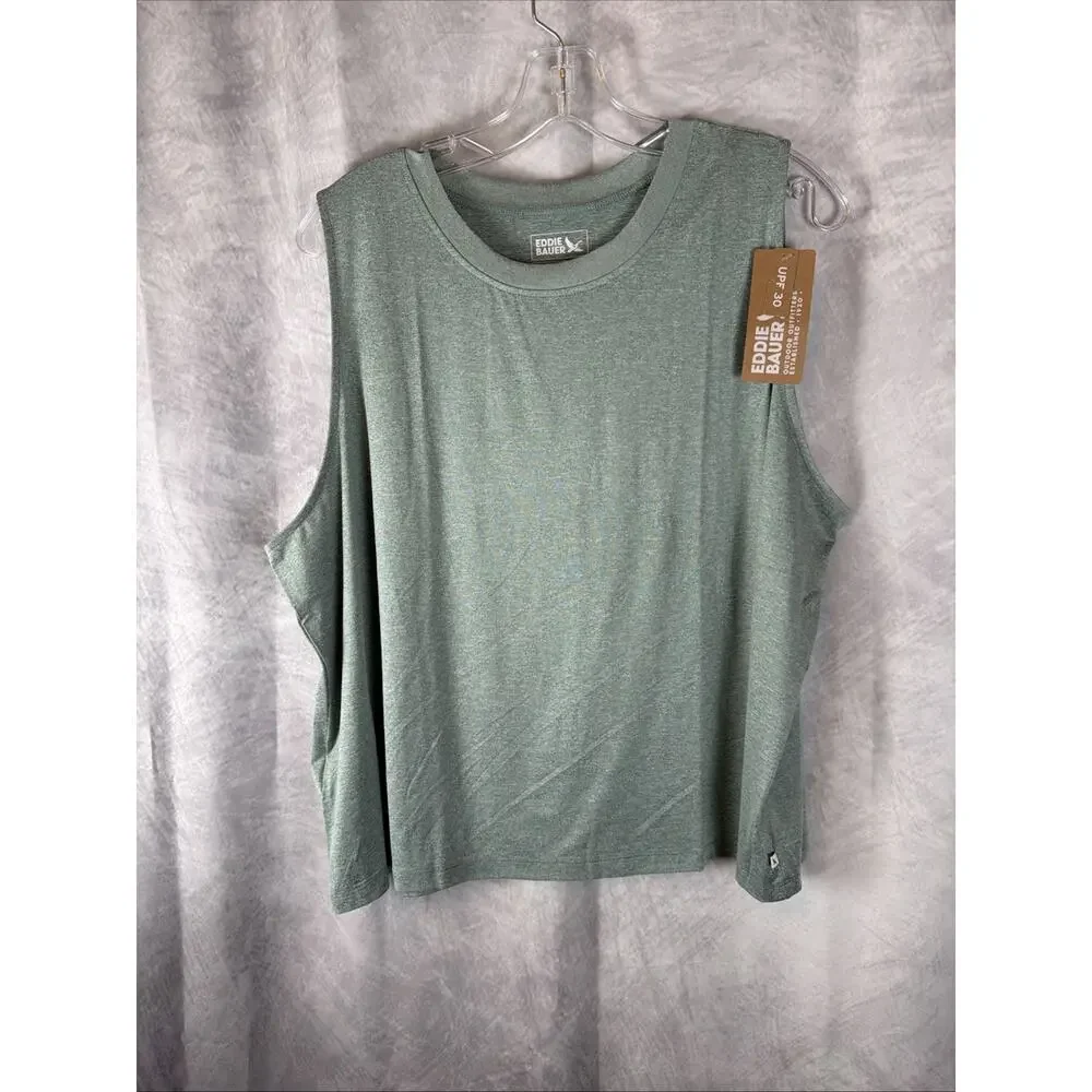 New Eddie Bauer Sleeveless Women’s Surreal Travel Tank Shirt Green sz TXXL - Picture 2 of 8